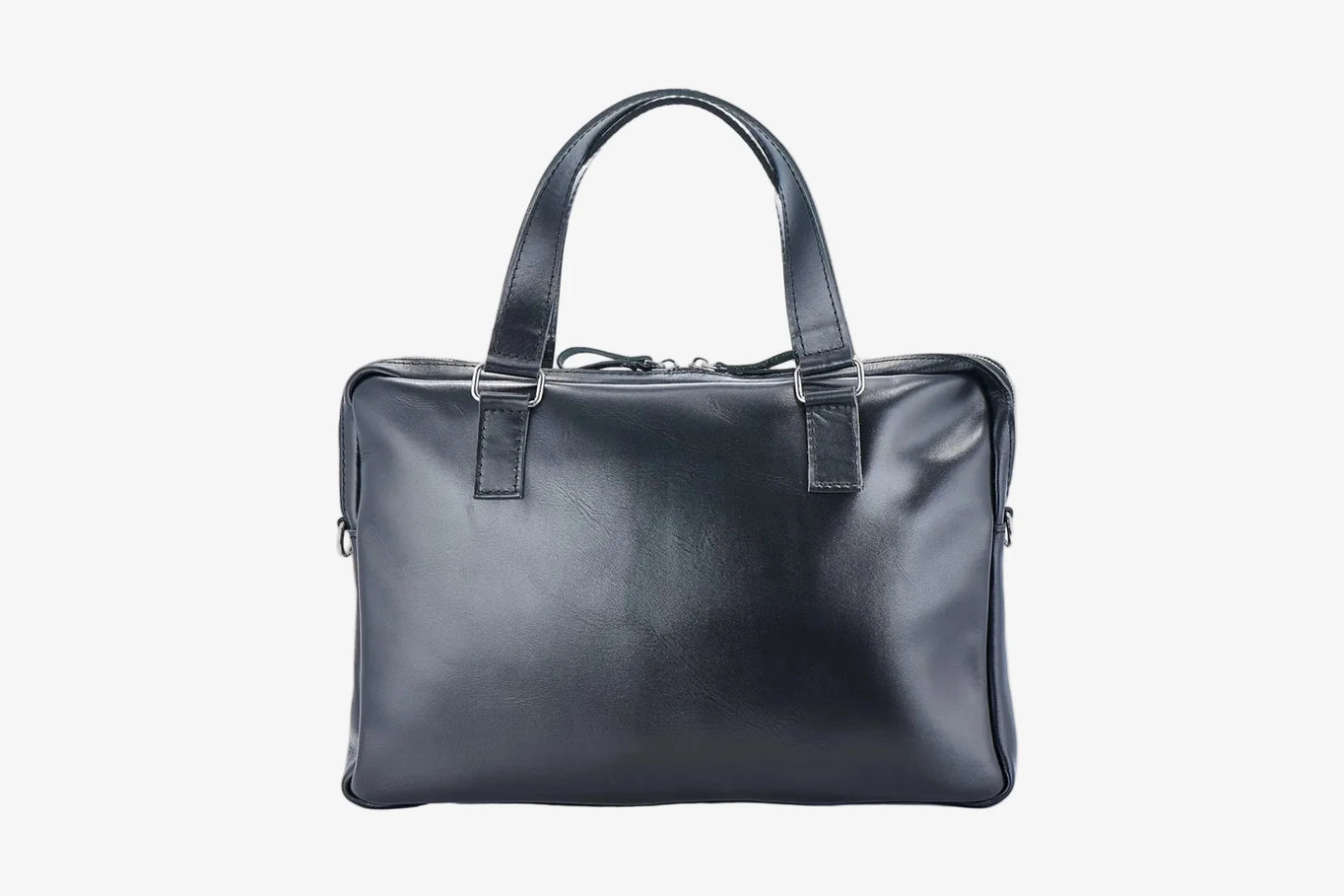 Leather Laptop Briefcase with Organizer | Smooth Black - Skin and Skin