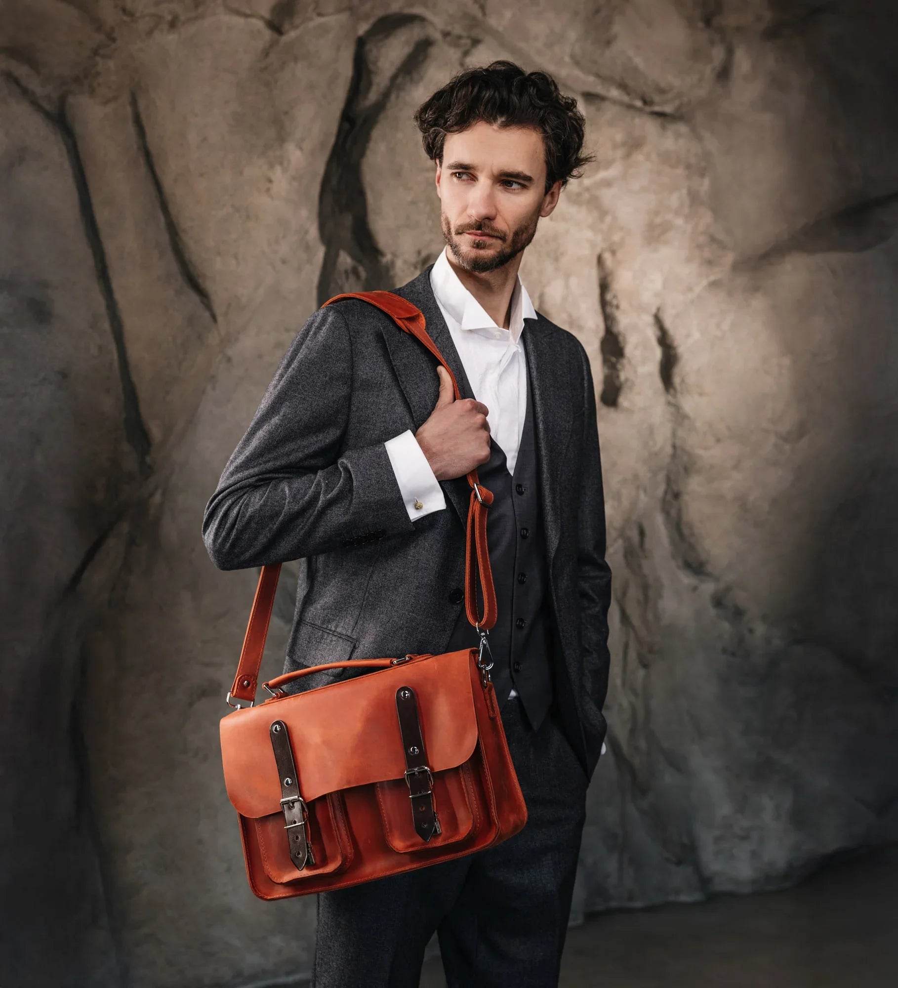 Вінтажна шкіряна сумка-портфель | Barrister