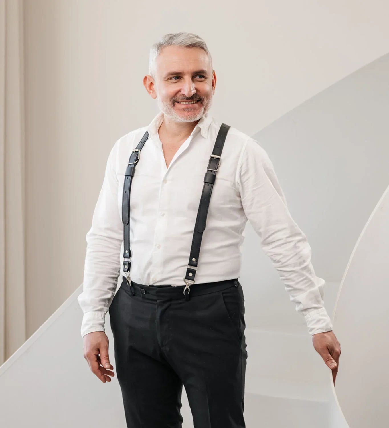 Вінтажні шкіряні підтяжки з пряжками | 3 змінні кріплення