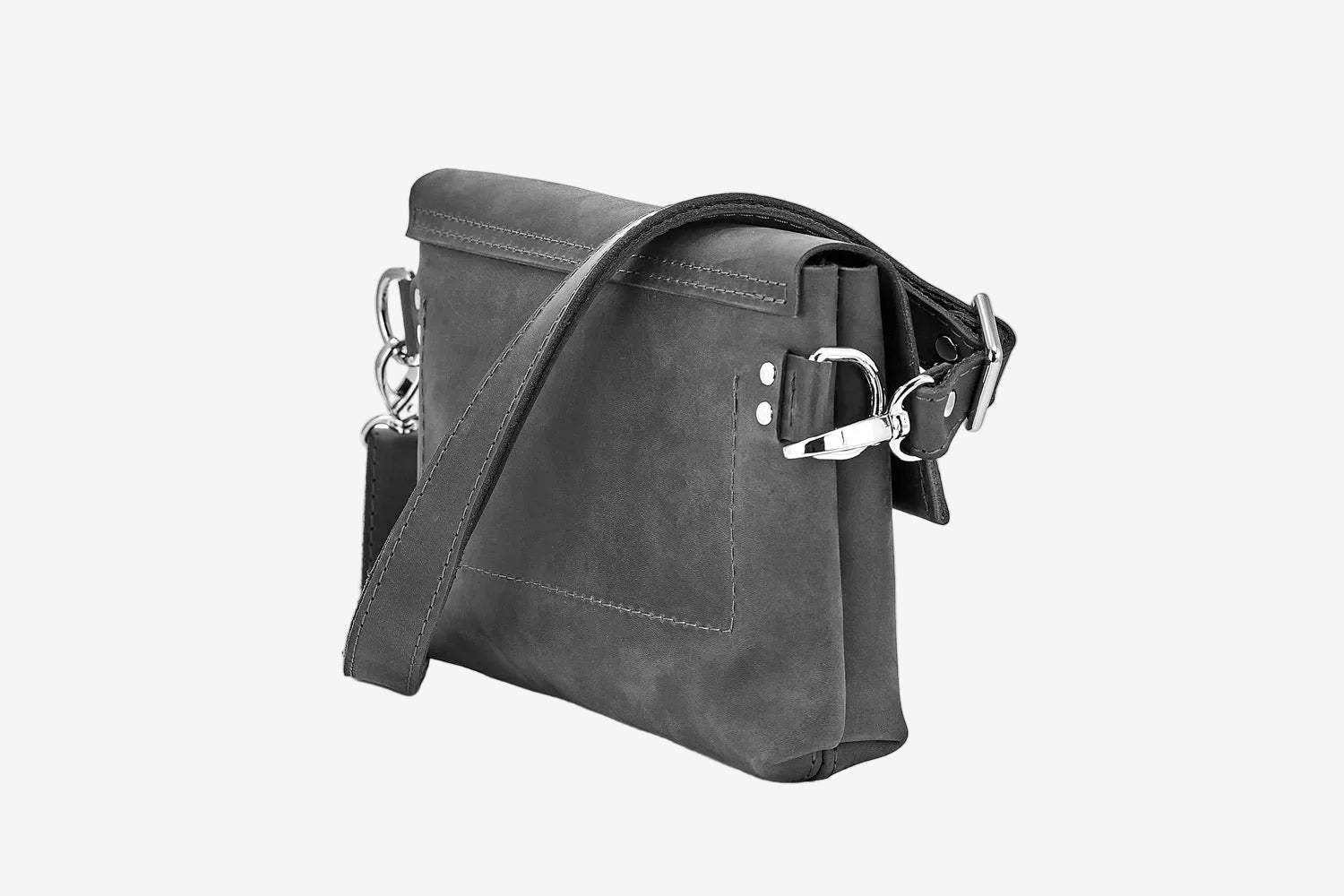 Men's Leather Crossbody Bag L | Matte Smoky Grey - Skin and Skin