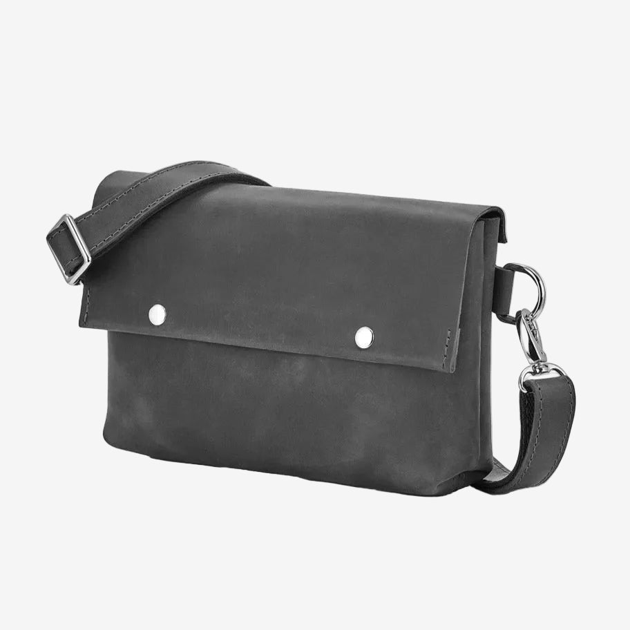 Men's Leather Crossbody Bag L | Matte Smoky Grey - Skin and Skin