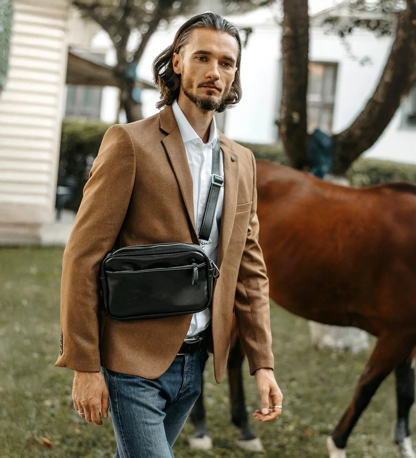 Шкіряна сумка на блискавці – поясна або через плече | Orson